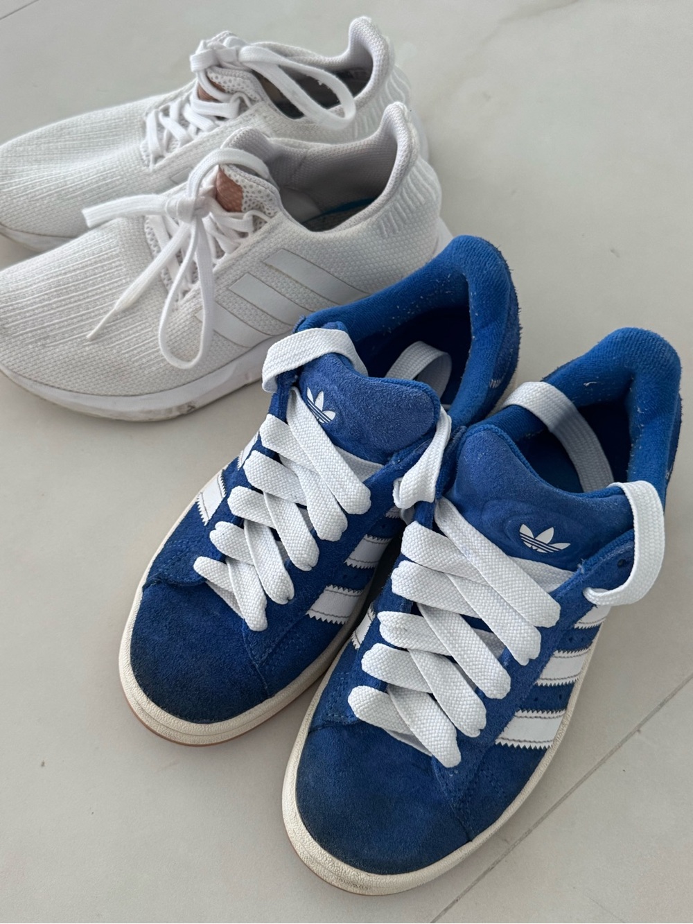 adidas Blue Suede Sneakers with White Stripes